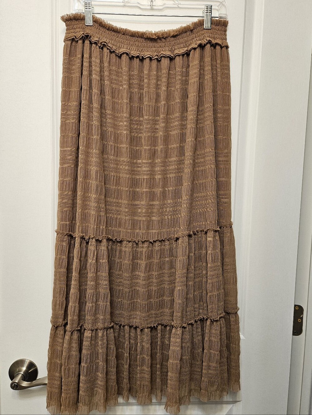 Max Studio NWT Copper Rose Tiered Smocked Maxi Skirt L (MSRP $118)